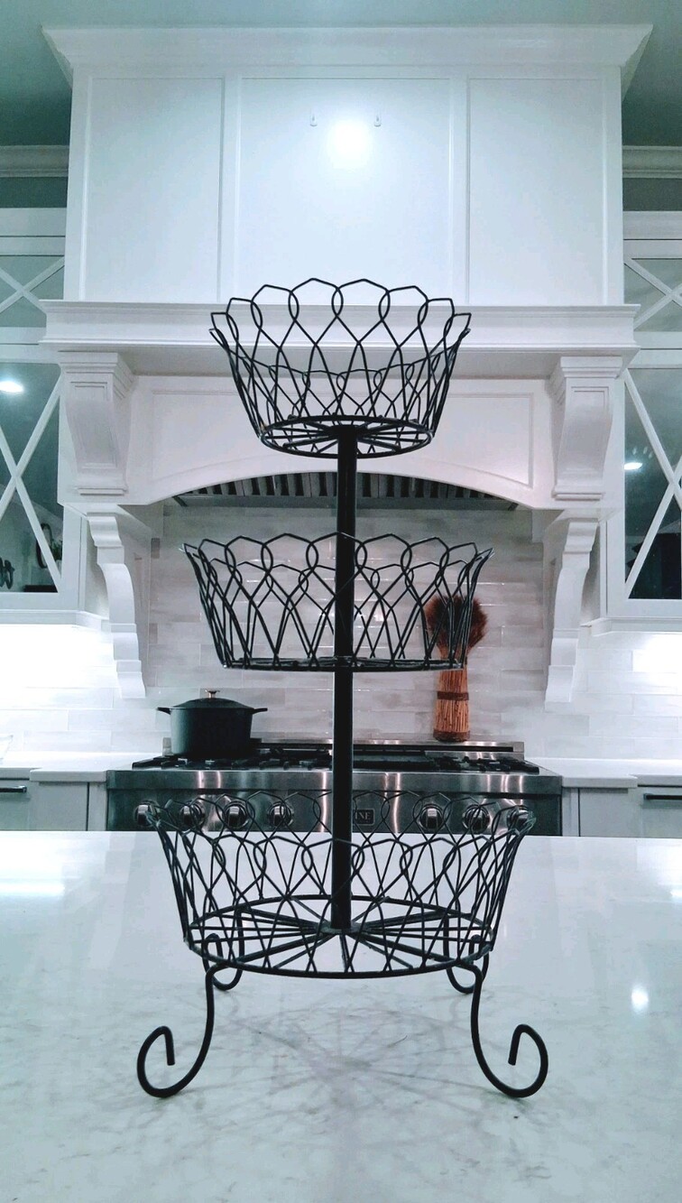 VTG Black METAL Wire 3 Tiered Tray; Countertop Storage Basket Stand